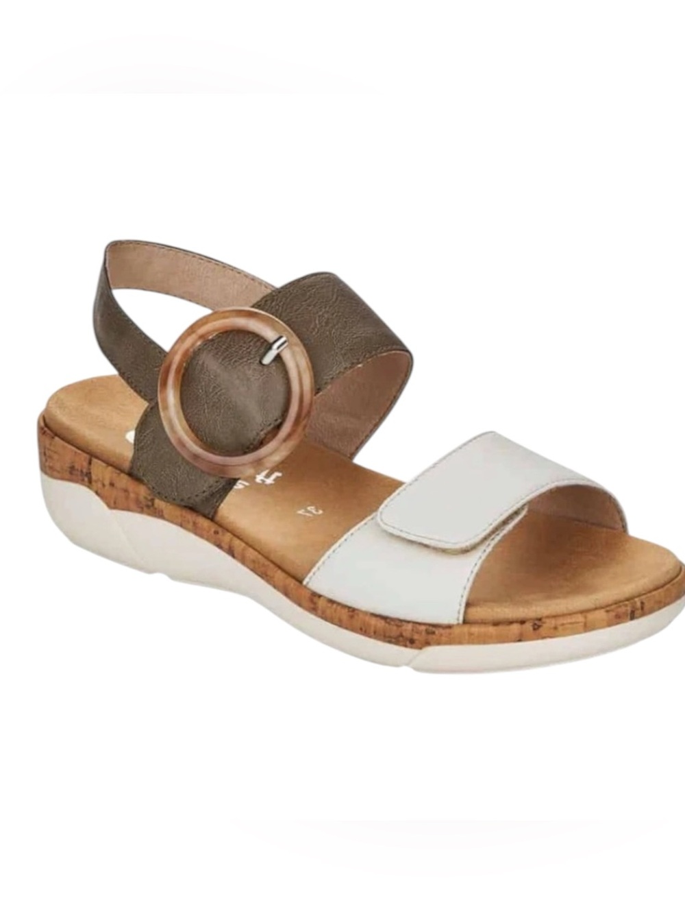 Remonte R6853 Women's White Olive Comfort Strap Sandals sz 41 or 9